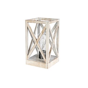 Farol Rectangular de Madera con Diseño de Marco en X para Decoración del Hogar, Portavelas Vacío - Product Image 2