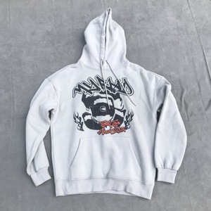 Sweat-shirt à capuche blanc pour homme en coton French Terry, imprimé dragon, décontracté, pour l'automne, avec poche avant, logo, coupe classique - Product Image 1