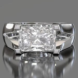 Anillo de Boda Vintage para Mujer con Diamante Cultivado en Laboratorio de Corte Radiante de 3.00 Quilates |   Oro Blanco de 14K |   Regalo de Aniversario de Compromiso IGI - Product Image 4