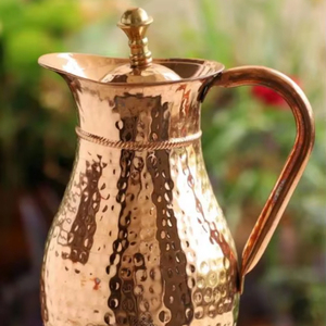 Copper jug set for simplifying kitchen choices <b>water</b> serving metal set with <b>glasses</b> durable reusable kitchen dining drinkware - Product Image 1