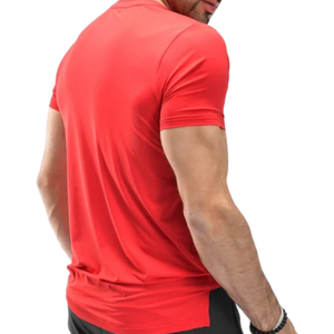 <b>Men's</b> Custom <b>Red</b> Aqua Performance <b>TShirt</b> Lightweight QuickDry Polyester Spandex Gym Training Sports Tee OEM Activewear Top - Product Image 4