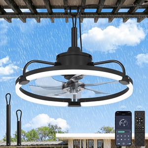 21 Solar Ceiling Fan Light, 35W Solar <b>Powered</b> Gazebo Fan with Remote Control, Rechargeable Battery - Product Image 6