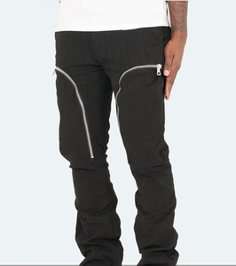 Wholesale High Quality Stacked Flare Custom Logo Twill Cotton <b>Work</b> <b>Pants</b> <b>Cargo</b> Zipper Track <b>Pants</b> for Men's - Product Image 2