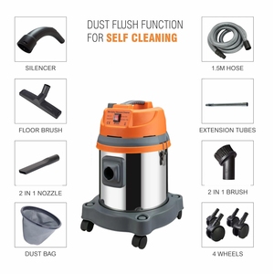 เครื่องดูดฝุ่นแบบเปียกและแห้งแบบอุตสาหกรรมมอเตอร์คู่ใช้พลังงานสูงสเตนเลสสตีลสำหรับทำความสะอาดฝุ่นและสิ่งสกปรกหยาบ - Product Image 2