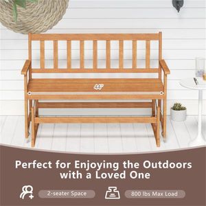 Dondolo da Esterno in Legno a 2 Posti, Panca a Dondolo per Patio - Product Image 3