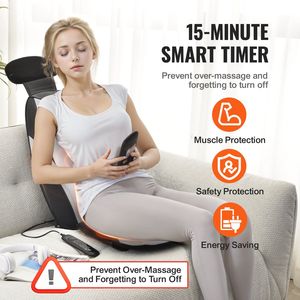 Massaggiatore a 2 gruppi Shiatsu per la schiena per calore 5 modalità di vibrazione con sollievo dalla fatica per ufficio casa sedia da ufficio con cuscino per massaggio con vibrazione a 2 posti - Product Image 6