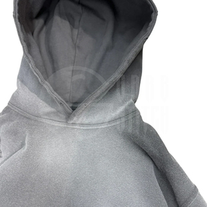 Sudadera con Capucha Gris, Efecto Desgastado, 340 GSM, Unisex, Felpa Francesa / Tejido de Bucle Peinado, Cepillado, Sanforizado, Ecológico, para Invierno - Product Image 4