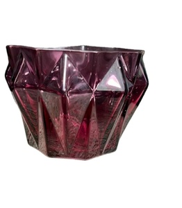 Modernos 2 Jarrones o Portavelas en Amatista Oscura y Corte Geométrico en Ámbar, Negro y Transparente - Product Image 1