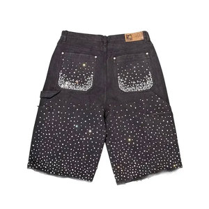 Pantalones Cortos de Mezclilla con Lentejuelas y Pedrería Vintage para Parejas, Estilo Y2K, Vaqueros Holgados de Hip Hop, Moda Urbana Informal - Product Image 3