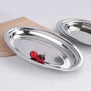 Classic Oval Stainless Steel Serving <b>Tray</b> <b>Mirror</b> Polished Metal Food Platter Durable Hotel Restaurant Steak Fish Dishware - Product Image 1