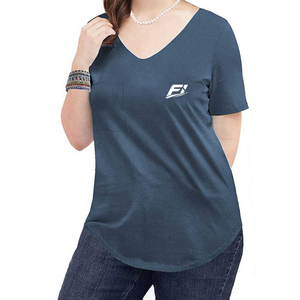 T-shirt uni doux et respirant à col rond, personnalisable avec logo, haut décontracté tendance, vente en gros, chemise pour femme, T-shirt en coton uni doux pour femme - Product Image 1