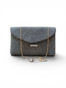 Pochette à perles avec chaîne, motif bleu fait main, sac de soirée - Product Image 5