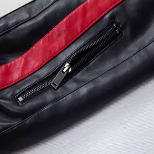 Vestes en cuir noir véritable de haute qualité pour hommes, mode hiver tendance avec logo avant, vente en gros, fermeture à glissière - Product Image 5