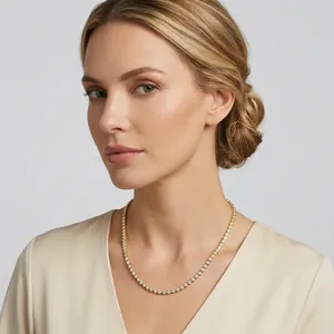 Collier chaîne en or plaqué avec diamants de laboratoire contemporains pour femme RAMDUT IMPEX, style hip-hop, bijoux fins pour tous les jours, qualité supérieure IGI - Product Image 2