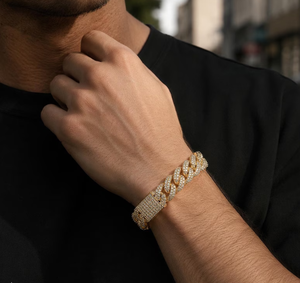 Pulsera de Cadena Cubana con Baño de Oro y Moissanita, Corte Brillante Redondo, Joyería Hip Hop para Hombres y Mujeres - Product Image 3
