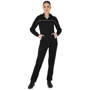 Ensemble de survêtement d'hiver unisexe personnalisé 2025, 2 pièces, noir, manches longues, à capuche, survêtement uni, taille plus, respirant - Product Image 1