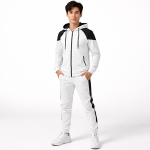 โรงงานผลิตเสื้อผ้าขายส่ง ชุดวิ่งออกกำลังกายลำลองฤดูหนาว 2 in 1 ผ้าฟลีซระบายอากาศ มีฮู้ด เชือกผูก ปริ้นท์ลาย  แบบเรียบ MOQ ต่ำ - Product Image 5