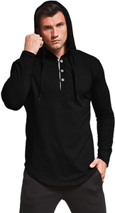 ผู้ผลิต OEM เสื้อเชิ้ตแขนยาวมีฮู้ดทรงเฮนลีย์สำหรับผู้ชาย ทรงเข้ารูป ผ้าถัก สวมใส่สบายๆ ในฤดูใบไม้ร่วง คอปกติดกระดุม สีพื้น - Product Image 2