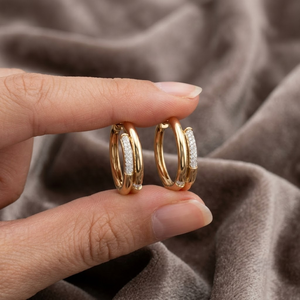 Pendientes de Aro con Diamantes Cultivados en Laboratorio de 0.80 CT, Oro Sólido de 14K, Doble Hilera de Diamantes Pavé, Joyería Fina de Lujo para Compromiso y Boda - Product Image 6