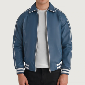Premium Mens Leather Bomber Jacket for Winter Casual Wear Waterproof Breathable Eco-Friendly OEM Customization Bulk Services - Product Image 5