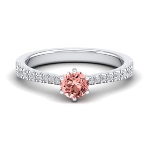 Bague en argent sterling 925 REYES, prix de gros, avec moissanite certifiée GRA, bijoux fins, coupe ronde, pierre précieuse morganite 0,5 carat - Product Image 1