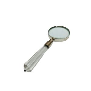 3'' Crystal Magnifying Glass In Brass Finish With Designer Crystal Handle - Product Image 1