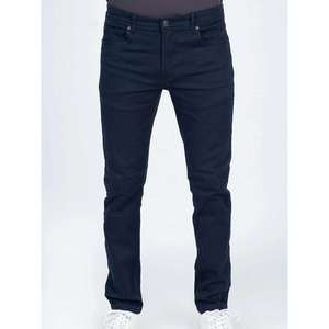 Jean en denim coupe droite slim pour homme, délavé foncé, taille haute, en coton tissé, décontracté, pour l'automne - Product Image 1
