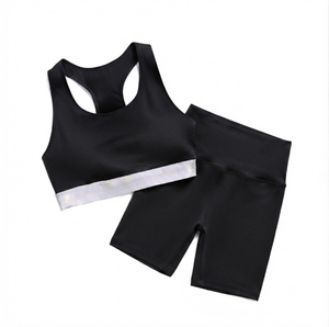 Conjunto Deportivo para Mujer, Top Deportivo de Espalda Cruzada de Color Sólido, Shorts de Cintura Alta para Yoga y Fitness, Soporte Medio, Transpirable y de Secado Rápido - Product Image 2