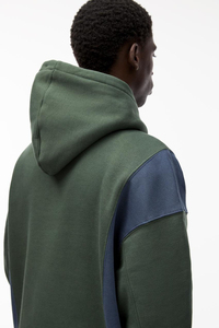 Autumn and Winter Wholesale Plain Blank 450gsm Oversized Pullover Hoodie 100% Cotton Fleece Color Block Panel Hoodies Men - Product Image 5