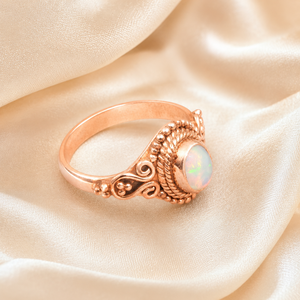 925 <b>Silver</b> Oval <b>Opal</b> Gemstone <b>Ring</b> Rose Gold Yellow Gold Plated Bezel Setting Boho Filigree Artisan Statement Jewelry Handmade - Product Image 4