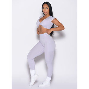 Conjunto de Leggings y Top Deportivo para Mujer, Talla Grande, Color Lila Galáctico, Marca OEM, con Bolsillos, 2 Piezas, Cintura Alta, para Yoga y Ejercicio - Product Image 2