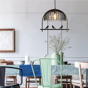 Lampe suspendue rustique en fer en forme de cage à oiseaux avec ampoule Edison pour café et salle à manger intérieurs - Product Image 5