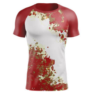 Hauts d'entraînement fitness pour hommes, manches courtes, chemises de compression pour la gym, logo personnalisé, prix de gros, Rshguard pour le MMA - Product Image 1