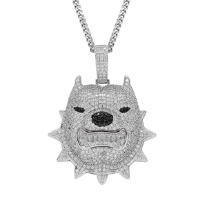 Rhinestone Men Necklace Ice Out Dog Pendant Hip Hop Charm Chain Bling Cuban Link <b>Choker</b> Jewelry Gold <b>Silver</b> Crystal Pitbull - Product Image 2