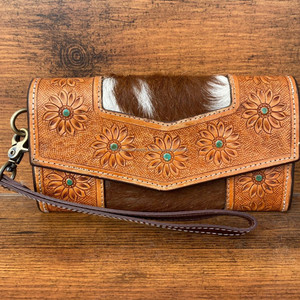 Pochette portefeuille à sculpter usinée à la main portefeuille en cuir de vachette élégant multi-usages embrayages en cuir occidental pour femmes - Product Image 2