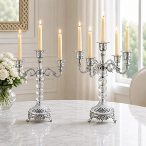 Modern Brass <b>Candle</b> Stand with Three Glass Holders for Home Office and Hotel Decoration At <b>Cheap</b> Price - Product Image 3