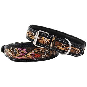 Western Hand Tooling Pet <b>Collar</b> Carving Design Cow Leather <b>Dog</b> <b>Collar</b> With Soft Padding Indian Wholesale Manufacturer - Product Image 2