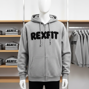 Rexfit Sports Unisex Acid Wash Zip Hoodie Premium Quality Embroidery Print Streetwear OEM Streetwear Full Zipper Hoodies OEM - Product Image 4