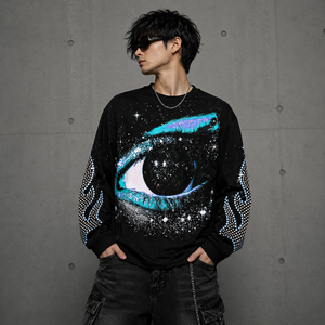 เสื้อยืดโอเวอร์ไซส์ประดับเพชรแบบสตรีทแวร์ Glory Custom ผ้าฝ้าย 100% เนื้อนุ่ม แห้งเร็ว แขนยาว สำหรับทุกเพศ - Product Image 5