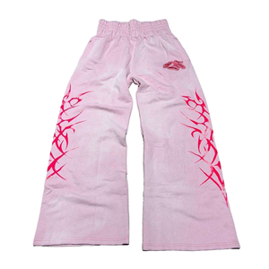 Men's Vintage Sun Faded 100% Cotton Heavyweight Eco-Friendly Breathable Sweatpants Flared Jogger <b>Pants</b> Rhinestone Design Trouser - Product Image 1