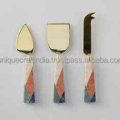 Elegante juego de cuchillos para tabla de quesos, 3 cuchillos con mango de resina y madera, cubiertos modernos para charcutería para regalar y entretener - Product Image 6