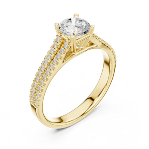 Anillo de Compromiso y Matrimonio de Lujo para Mujer, Oro Blanco de 14K, Diamante Cultivado en Laboratorio de Corte Redondo, Corte Excelente, Certificado IGI - Product Image 6