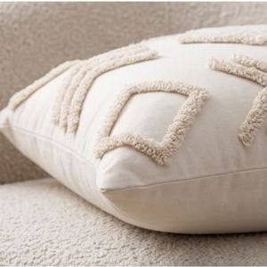 Housse de coussin carrée brodée bohème de qualité supérieure, motif géométrique abstrait, blanc crème, décoration d'intérieur, taie d'oreiller - Product Image 6