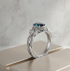 Vintage Round Blue Sapphire 925 Sterling <b>Silver</b> <b>Statement</b> <b>Ring</b> Prong Setting Women's Engagement Wedding Jewelry - Product Image 4
