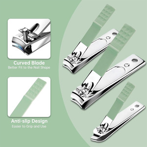Pedicure Kit with 5-in-1 Nail Clippers Scissors & <b>File</b> 6-Piece Stainless Steel Classic Set in Green <b>Case</b> for Adults - Product Image 3
