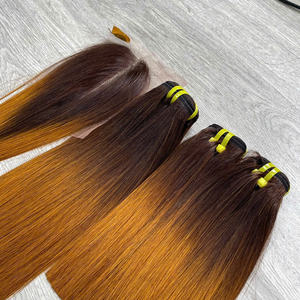 Cheveux vierges bruts vietnamiens de qualité supérieure, ultra-lisses, couleur ombré orange, tissage à double trame, fabrication à la machine - Product Image 1
