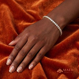 Pulsera de Moissanita para Mujer, Brazalete de Oro con Cadena Fina, Joyería de Moda, Piedra Redonda, Accesorios Elegantes, Estilo Moderno - Product Image 5