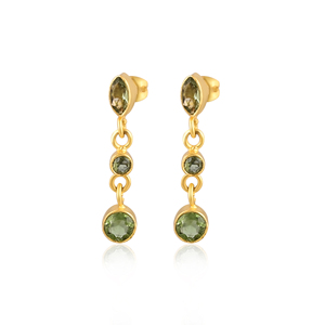 Pendientes de Peridoto Natural con Tres Piedras, Joyería de Piedras Preciosas Hecha a Mano para Mujer - Product Image 1