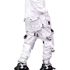 Pantalon Cargo Techwear Blanc Homme 2026 Multi-Poches Bretelles Tactiques Boucles Streetwear Joggers Hip Hop Urbain Style Cyberpunk - Product Image 3