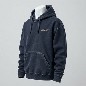 Custom <b>Navy</b> Blue Minimalist Logo Hoodie Men's Pullover <b>Sweatshirt</b> Casual Streetwear Hooded <b>Sweatshirt</b> OEM ODM - Product Image 1